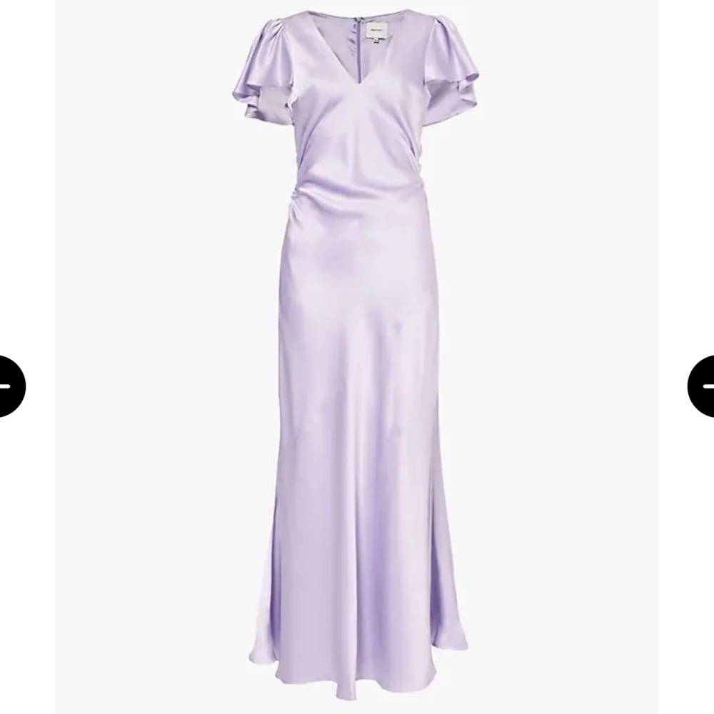 REFORMATION Vida ruffle-sleeve Satin Maxi Dress Lavender Women's Size 6 - Picture 17 of 17